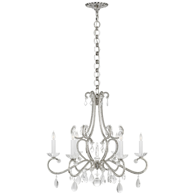 Visual Comfort Signature ARN 5129PN-CG Six Light Chandelier, Polished Nickel
