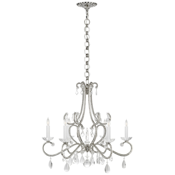 Visual Comfort Signature ARN 5129PN-CG Six Light Chandelier, Polished Nickel