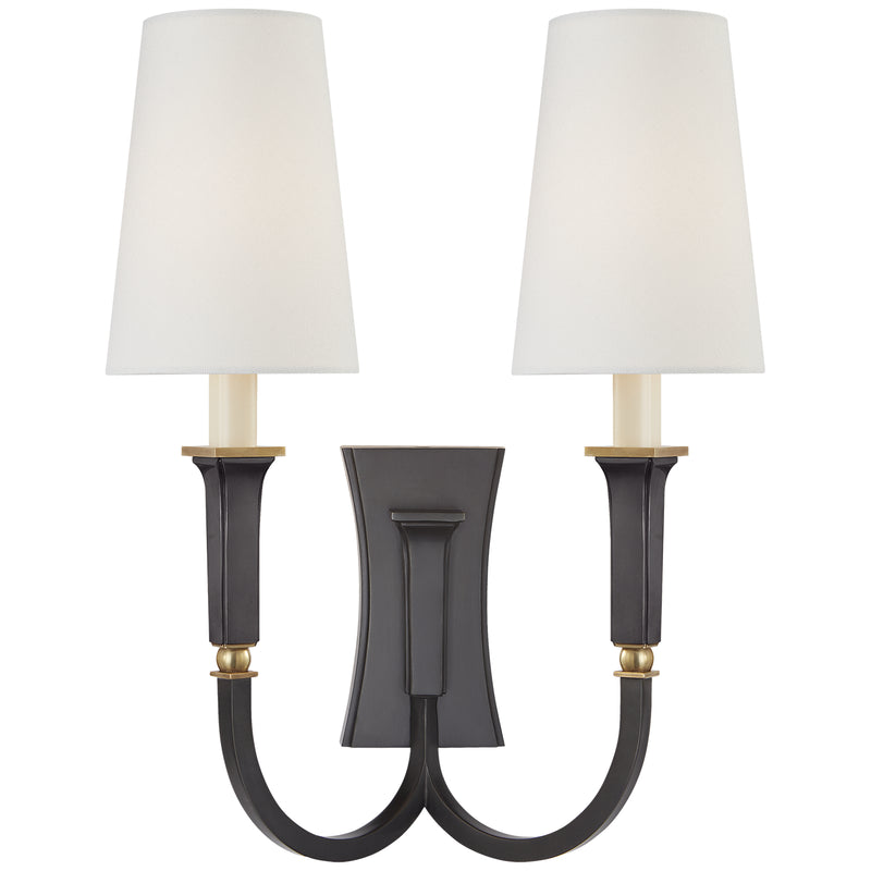 Visual Comfort Signature TOB 2273BZ/HAB-L Two Light Wall Sconce, Bronze with Antique Brass