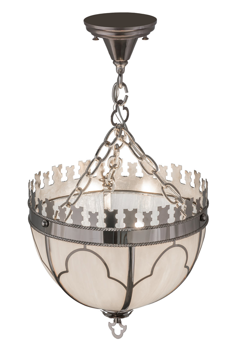 Meyda Tiffany 168837 Three Light Inverted Pendant, Polished Nickel