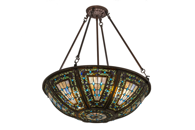 Meyda Tiffany 171054 Eight Light Inverted Pendant, Craftsman Brown