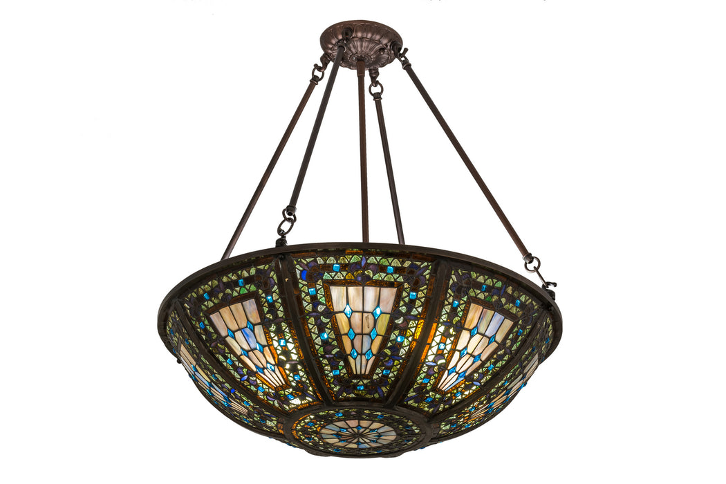 Meyda Tiffany 171054 Eight Light Inverted Pendant, Craftsman Brown
