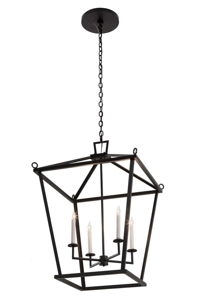 Meyda Tiffany 193479 Four Light Pendant, Black Satin Wrought Iron