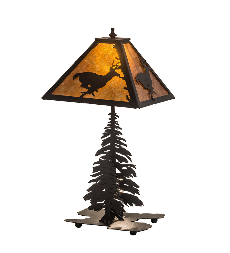 Meyda Tiffany 194300 Two Light Table Lamp, Black Metal
