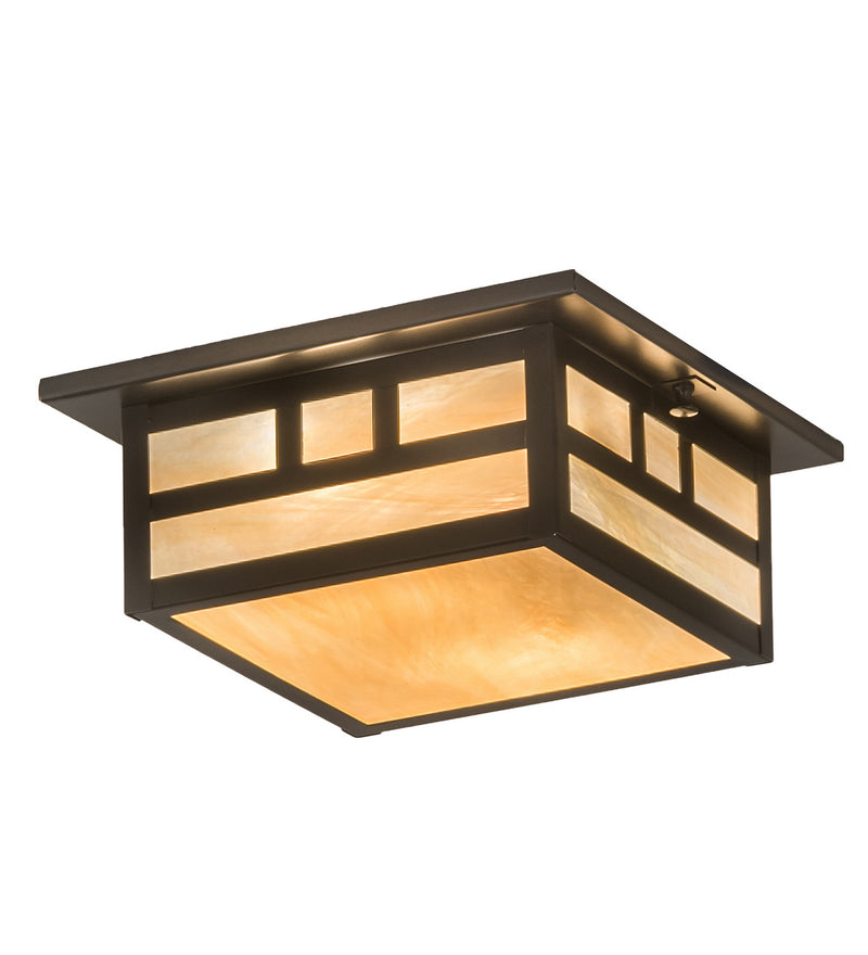 Meyda Tiffany 196657 Two Light Flushmount, Craftsman Brown