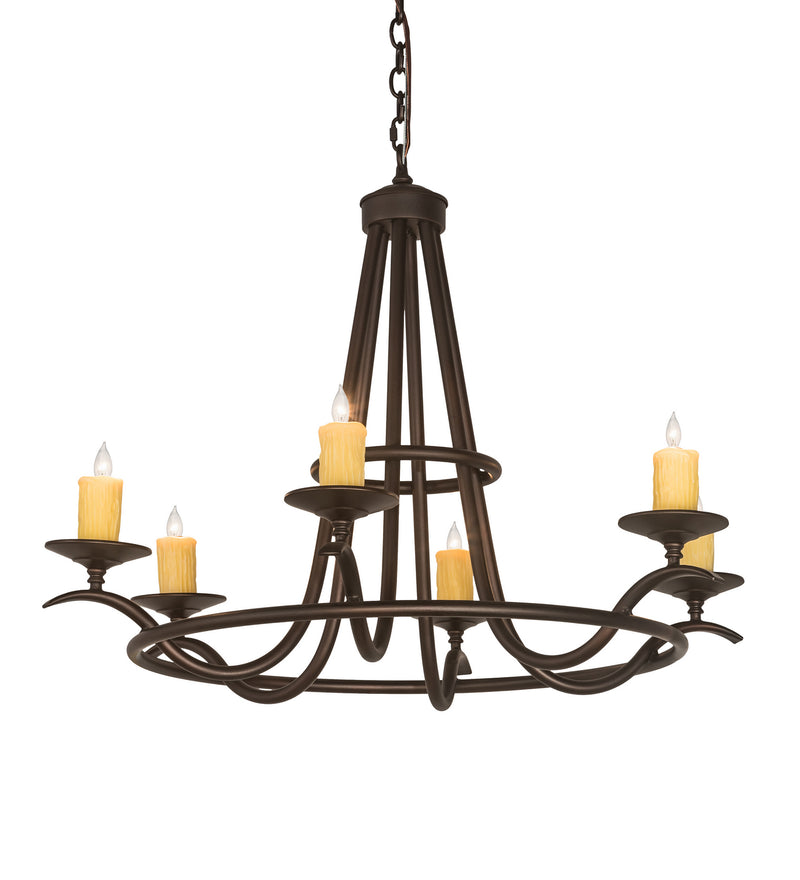 Meyda Tiffany 196944 Six Light Chandelier, Mahogany Bronze