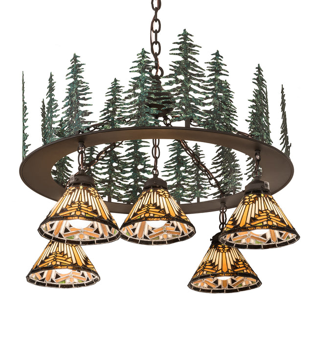 Meyda Tiffany 197163 Five Light Chandelier, Natural Wood,Mahogany Bronze
