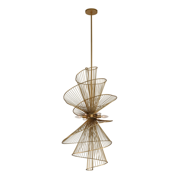Kalco 315950NRB Six Light Foyer Pendant, Nordic Brass