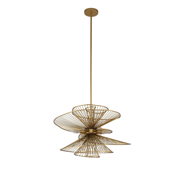 Kalco 315951NRB Six Light Pendant, Nordic Brass