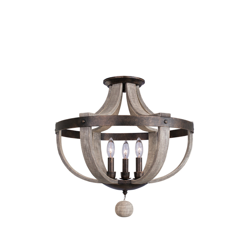 Kalco 506840FG Three Light Semi Flush Mount, Florence Gold