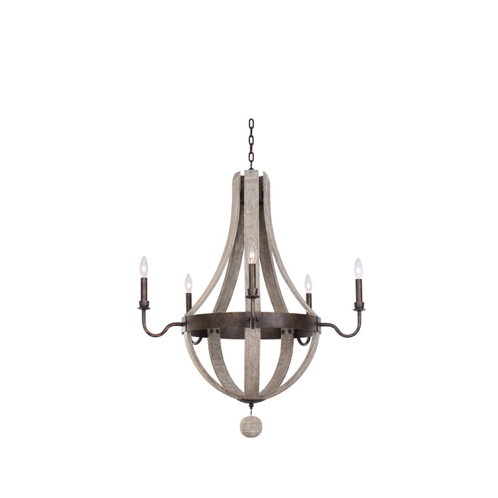 Kalco 506870FG Five Light Chandelier, Florence Gold