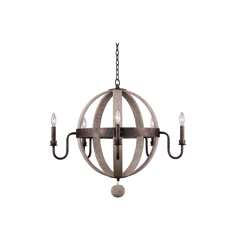 Kalco 506871FG Five Light Chandelier, Florence Gold