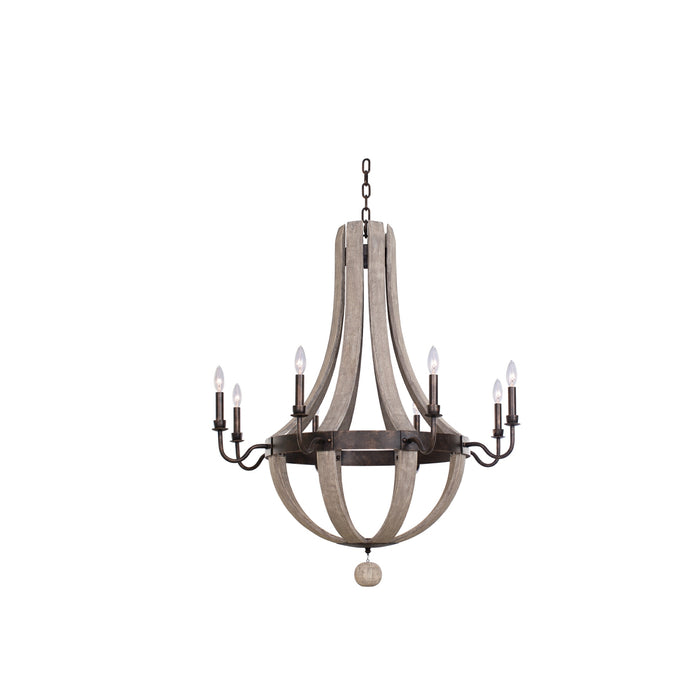 Kalco 506872FG Eight Light Chandelier, Florence Gold