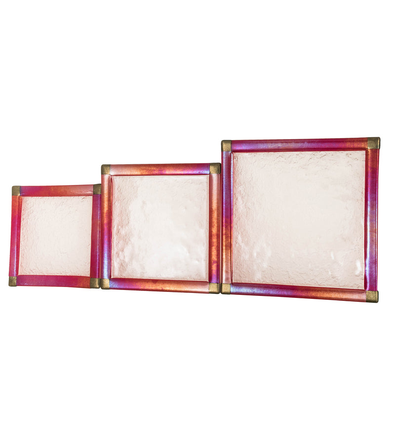 Meyda Tiffany 199388 3 Pieces Serving Tray Set, Clear/Red/Green