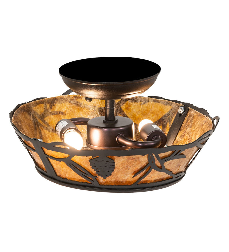 Meyda Tiffany 199593 Two Light Flushmount, Textured Black
