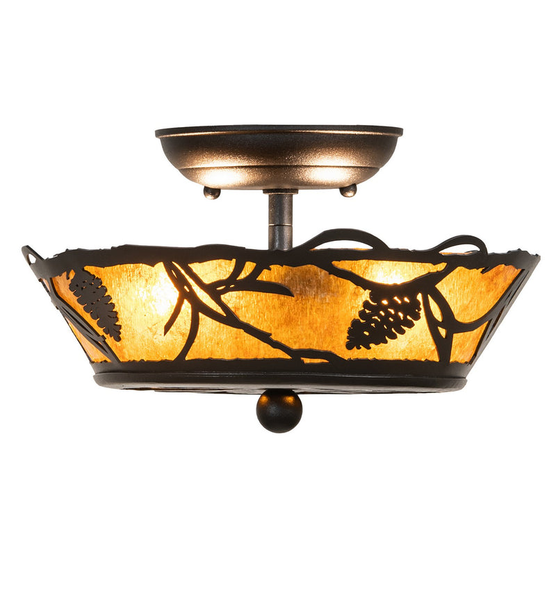 Meyda Tiffany 199593 Two Light Flushmount, Textured Black