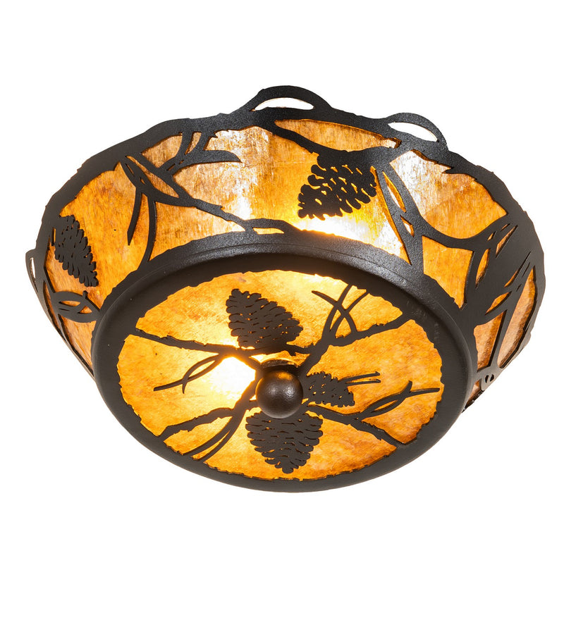 Meyda Tiffany 199593 Two Light Flushmount, Textured Black