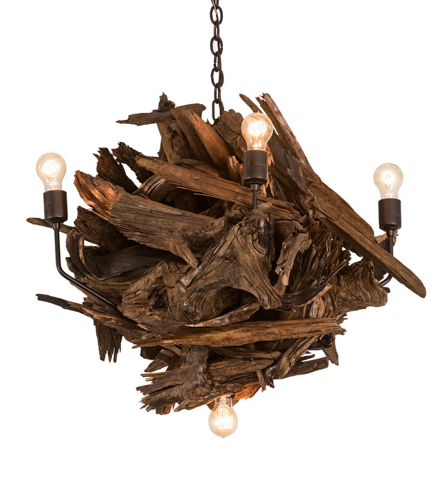 Meyda Tiffany 200398 Six Light Chandelier, Natural Wood/Mahogany Bronze