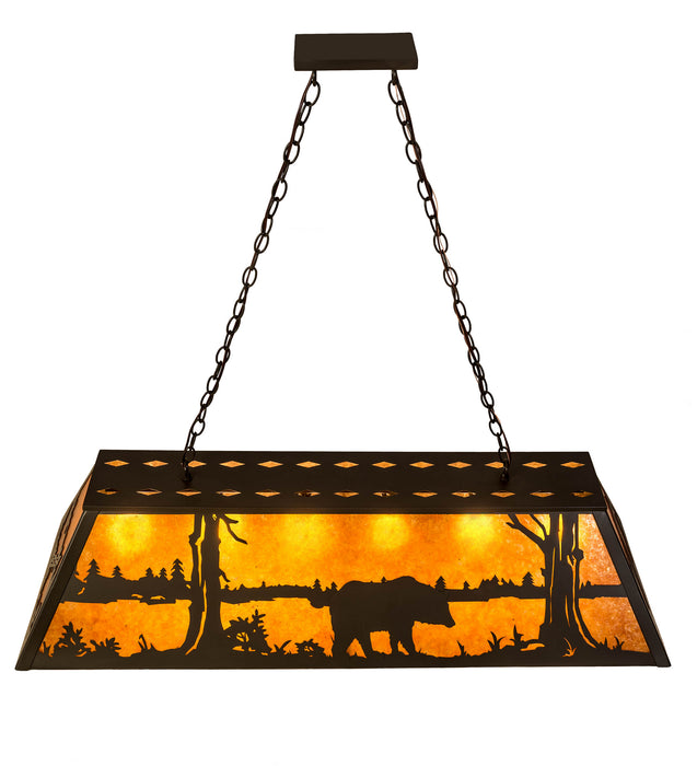 Meyda Tiffany 98035 Six Light Oblong Pendant, Timeless Bronze