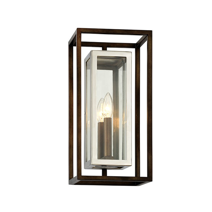 Troy Lighting B6512 One Light Wall Sconce, Bronze With Polished Stainless
