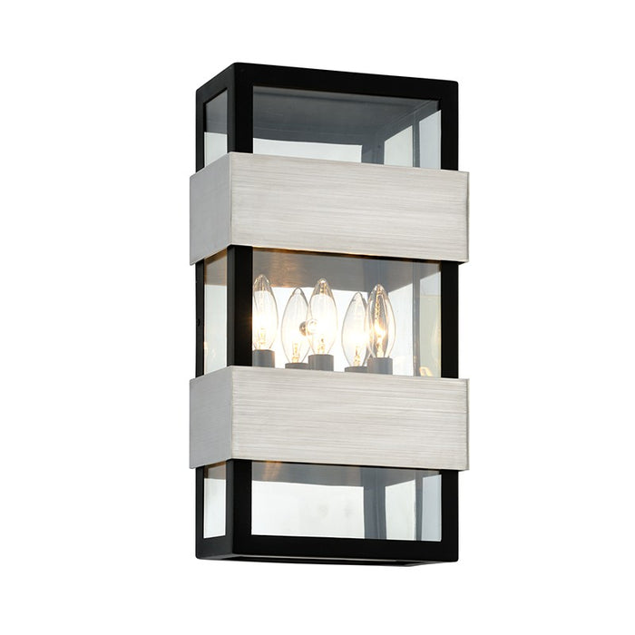 Troy Lighting B6523 Three Light Wall Sconce, Black With Brushed Stainless