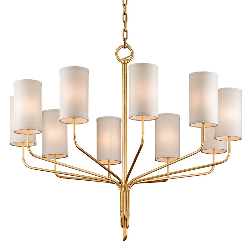 Troy Lighting F6169-GL Ten Light Chandelier, Gold Leaf