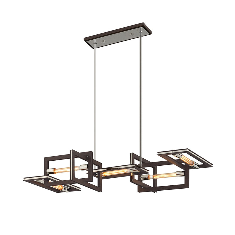 Troy Lighting F6185-TBZ/SS Five Light Linear Pendant, Textured Bronze