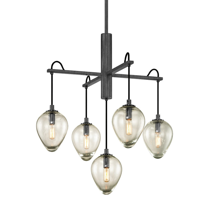 Troy Lighting F6206-GRA/BCR Five Light Chandelier, Graphite