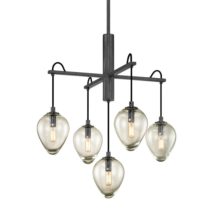 Troy Lighting F6206-GRA/BCR Five Light Chandelier, Graphite