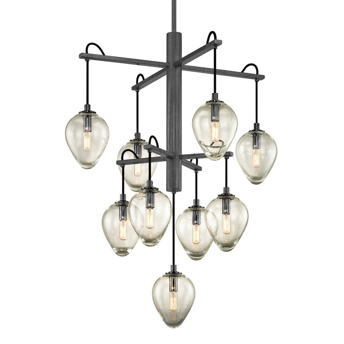 Troy Lighting F6207-GRA/BCR Nine Light Chandelier, Graphite/Black Chrome