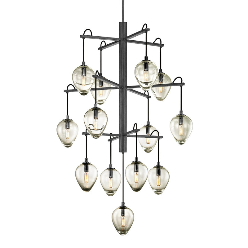 Troy Lighting F6208-GRA/BCR 13 Light Chandelier, Graphite/Black Chrome