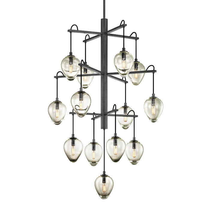 Troy Lighting F6208-GRA/BCR 13 Light Chandelier, Graphite/Black Chrome