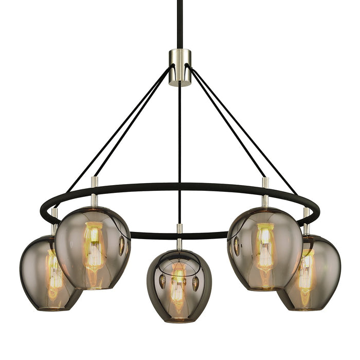 Troy Lighting F6215-TBK/PN Five Light Chandelier, Carbide Blk & Pol Nickel