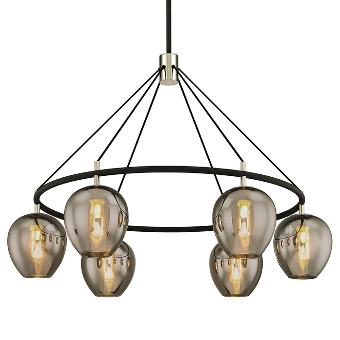 Troy Lighting F6216-TBK/PN Six Light Chandelier, Textured Black & Polish Nickel