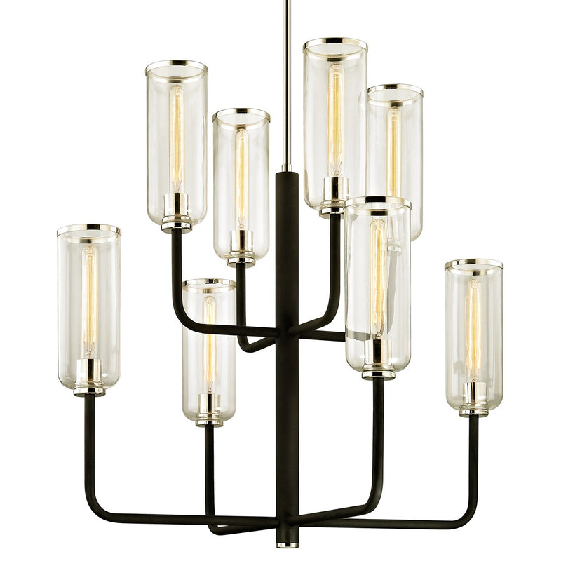 Troy Lighting F6278-TBK/PN Eight Light Chandelier, Textured Black & Polish Nickel