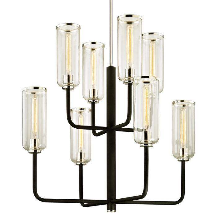 Troy Lighting F6278-TBK/PN Eight Light Chandelier, Textured Black & Polish Nickel