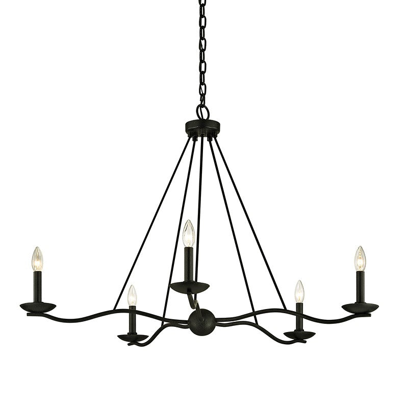 Troy Lighting F6305-FOR Five Light Chandelier, Forged Iron