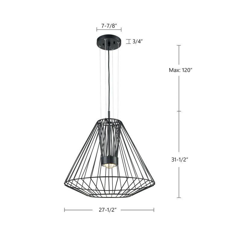 Kuzco Lighting EP68428-BK LED Outdoor Pendant, Black