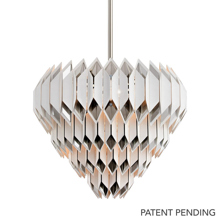 Corbett Lighting 254-413 13 Light Chandelier, White With Polished Stainless
