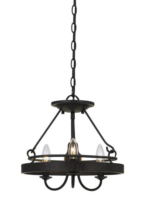 Cal Lighting FX-3518-3 Three Light Pendant, Texture Gray With Moroccan Bronze
