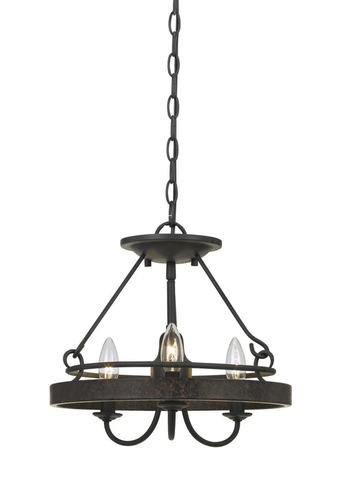Cal Lighting FX-3518-3 Three Light Pendant, Texture Gray With Moroccan Bronze