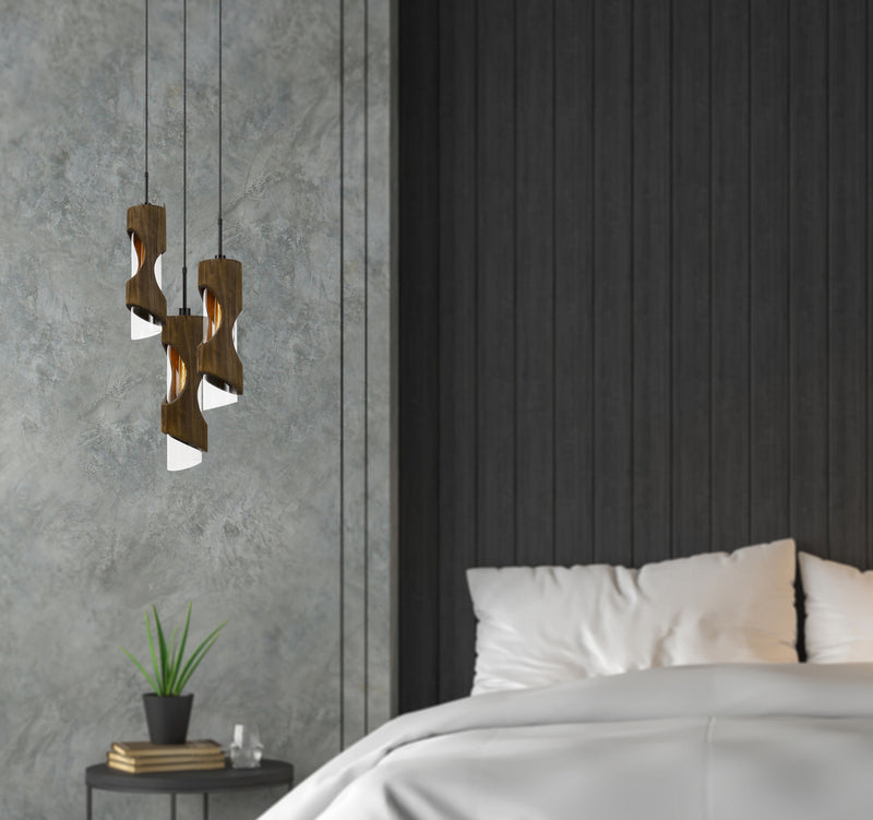 Cal Lighting FX-3669-3 Three Light Pendant, Smoky Wood