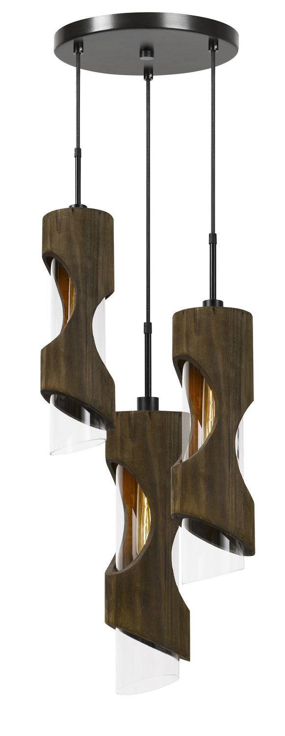 Cal Lighting FX-3669-3 Three Light Pendant, Smoky Wood
