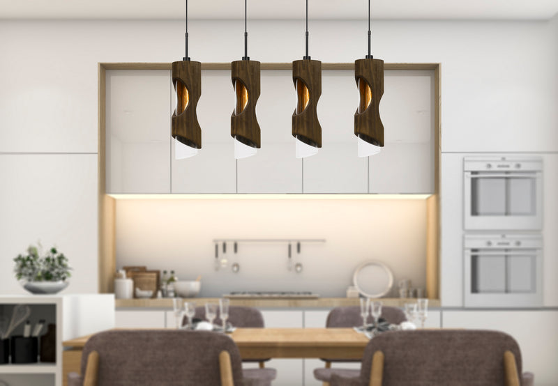 Cal Lighting FX-3669-4 Four Light Island Pendant, Smoky Wood