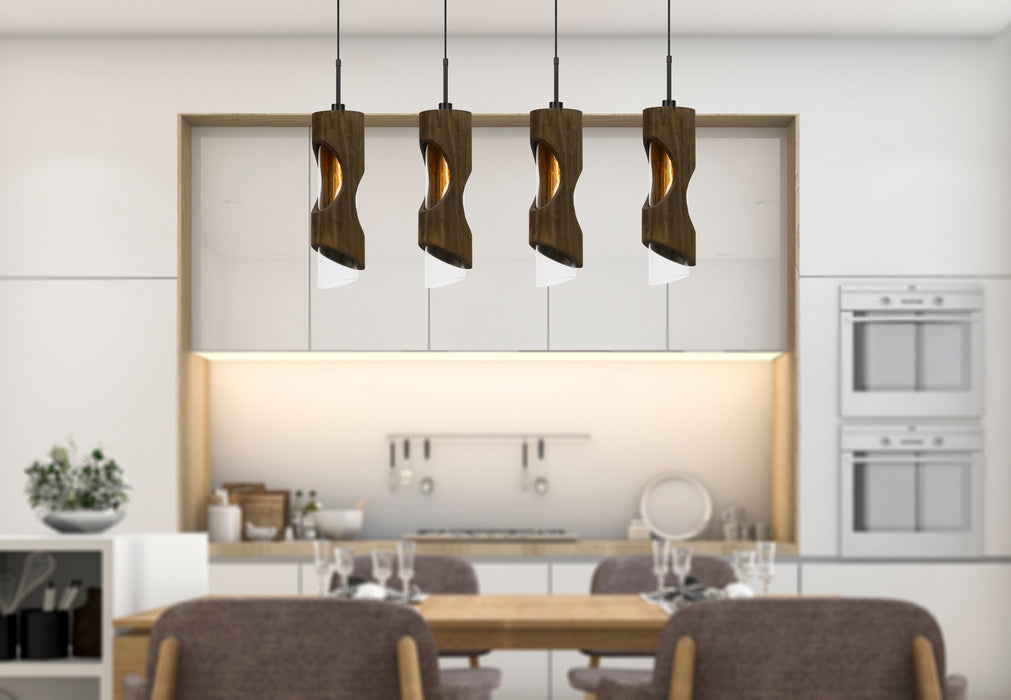 Cal Lighting FX-3669-4 Four Light Island Pendant, Smoky Wood