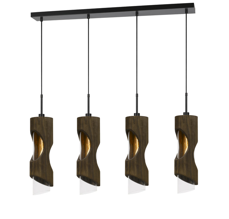 Cal Lighting FX-3669-4 Four Light Island Pendant, Smoky Wood