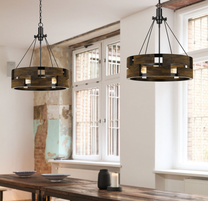 Cal Lighting FX-3670-3 Three Light Chandelier, Smoky Wood