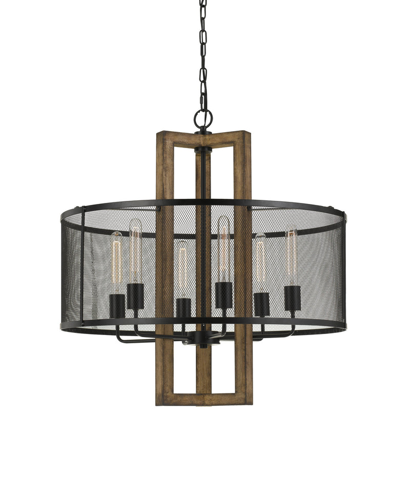 Cal Lighting FX-3678-6 Six Light Chandelier, Wood