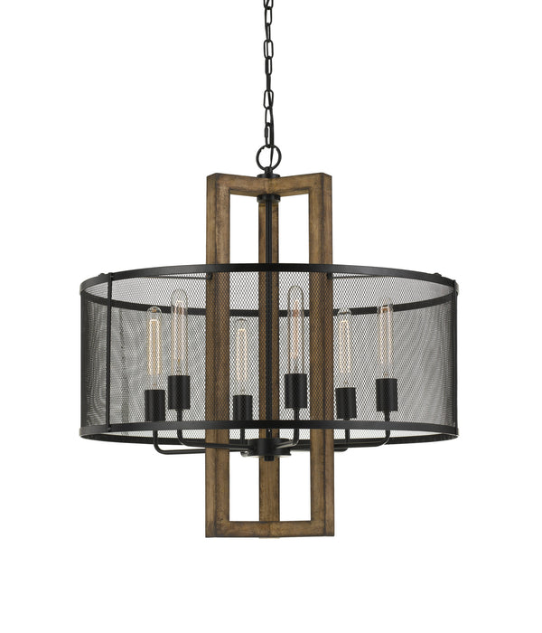 Cal Lighting FX-3678-6 Six Light Chandelier, Wood