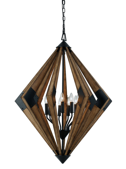 Cal Lighting FX-3679-9 Nine Light Chandelier, Wood